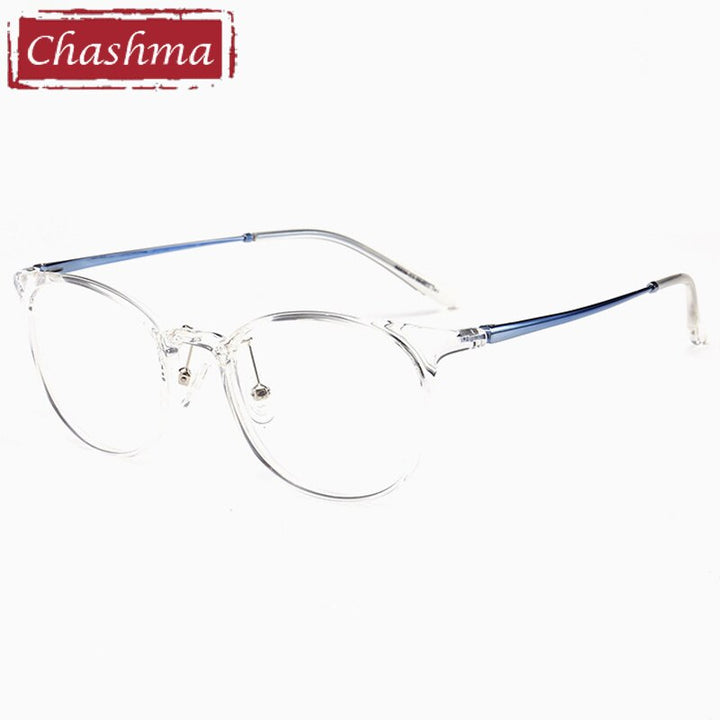 Chashma Unisex TR 90 Titanium Round Full Rim Frame Eyeglasses 90039 Full Rim Chashma Transparent Blue  
