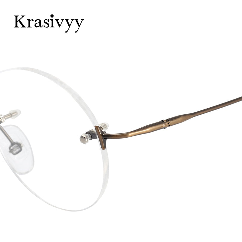 Krasivyy Unisex Rimless Round Titanium Eyeglasses Kr16035a Rimless Krasivyy   