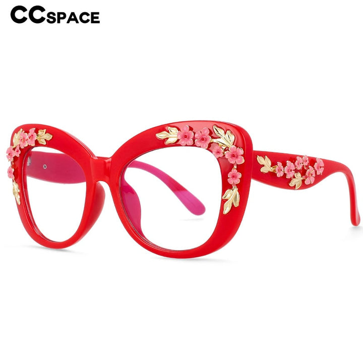 CCSpace Women's Full Rim Oversized Square Cat Eye Resin Frame Eyeglasses 54442 Full Rim CCspace   