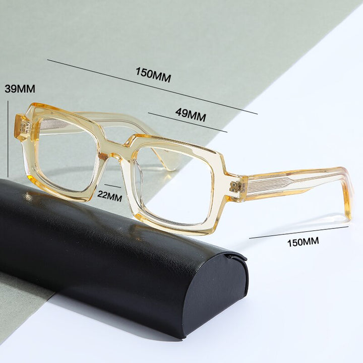 Gatenac Unisex Full Rim Square Handcrafted Acetate Frame Eyeglasses Gxyj822 Full Rim Gatenac   