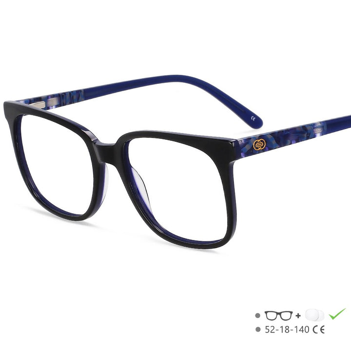 CCspace Unisex Full Rim Square Acetate Eyeglasses 55557 Full Rim CCspace Blue China 