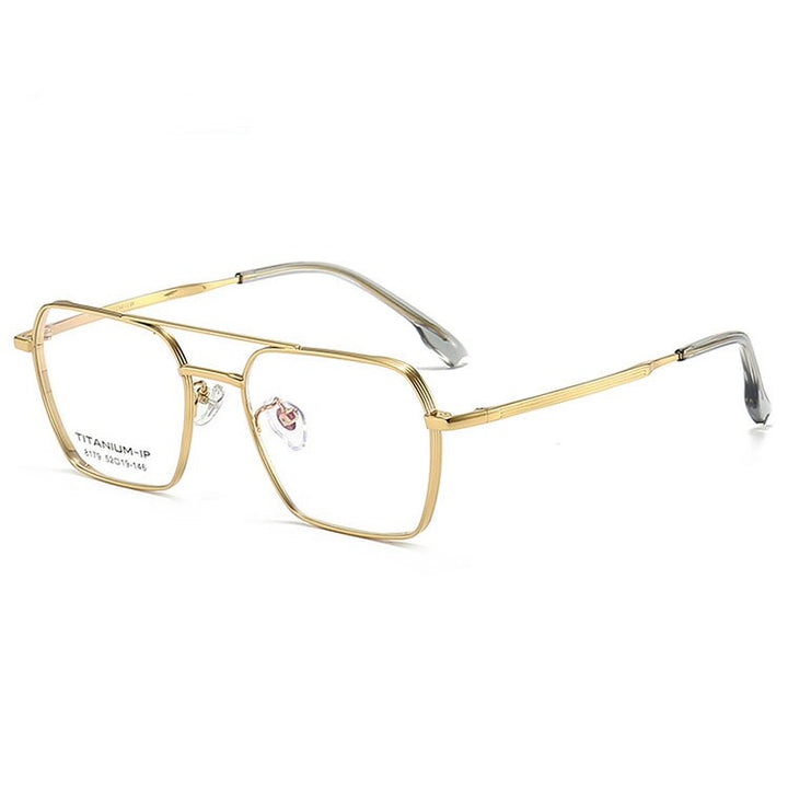 Aissuarvey Men's Full Rim Square Double Bridge Titanium Frame Men Eyeglasses 8179 Full Rim Aissuarvey Eyeglasses Gold CN 