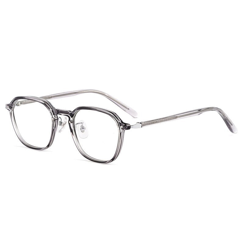 Yimaruili Unisex Full Rim Small Oval Acetate Alloy Eyeglasses KBT98C51 Full Rim Yimaruili Eyeglasses Transparent Gray  