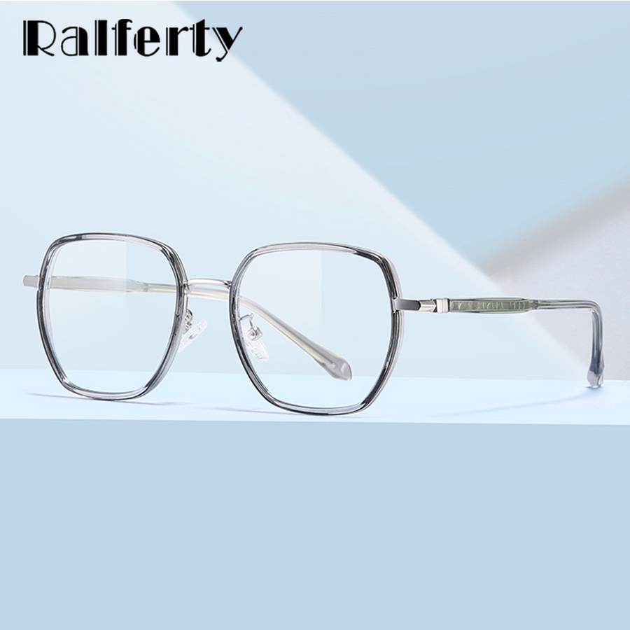 Ralferty Women's Full Rim Irregular Square Alloy Acetate Eyeglasses Dj802 Full Rim Ralferty   