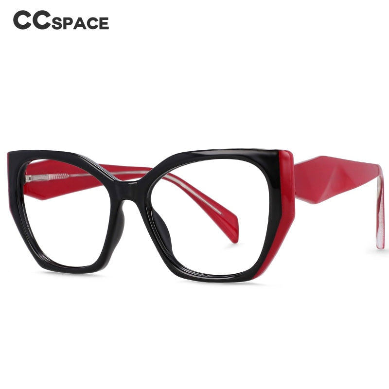 CCSpace Women's Full Rim Oversized Square Tr 90 Titanium Frame Eyeglasses 54397 Full Rim CCspace   