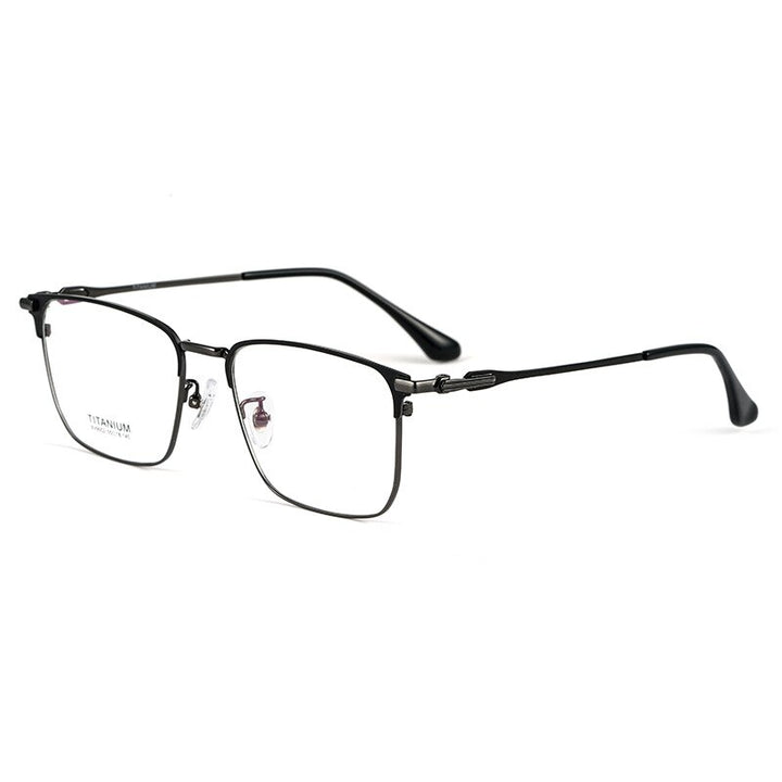 Hotochki Men's Semi Rim Square Titanium Alloy Frame Eyeglasses Bv9002 Semi Rim Hotochki   