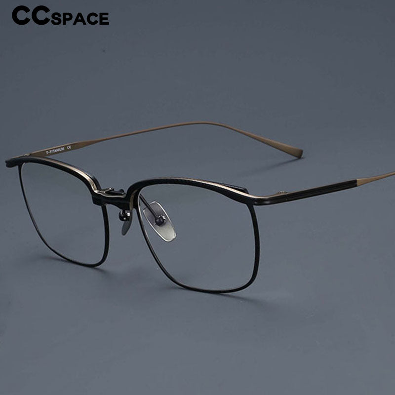 CCSpace Unisex Full Rim Square Titanium Eyeglasses 55038 Full Rim CCspace   