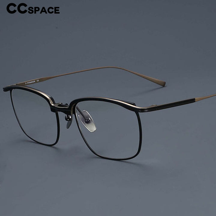 CCSpace Unisex Full Rim Square Titanium Eyeglasses 55038 Full Rim CCspace   