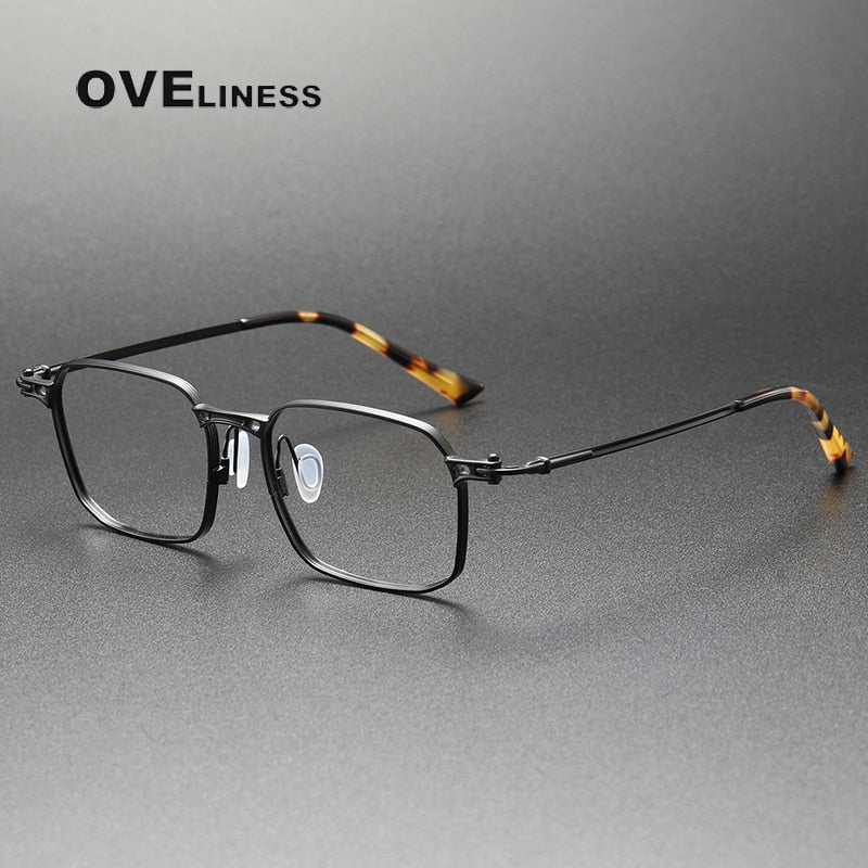 Oveliness Unisex Full Rim Square Titanium Eyeglasses 5892 Full Rim Oveliness black  