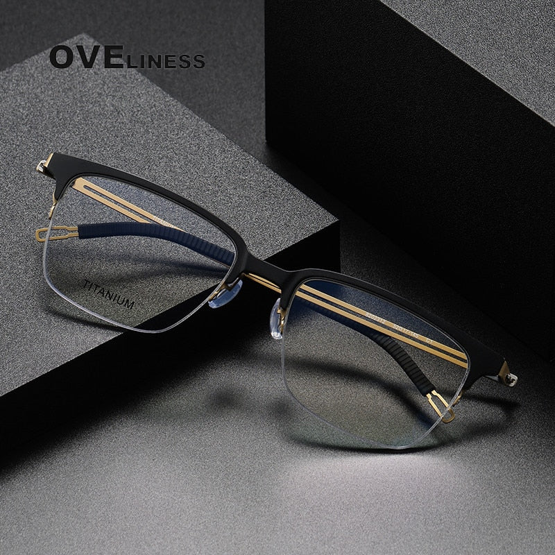 Oveliness Unisex Full Rim Square Screwless Titanium Eyeglasses 8202312 Full Rim Oveliness   