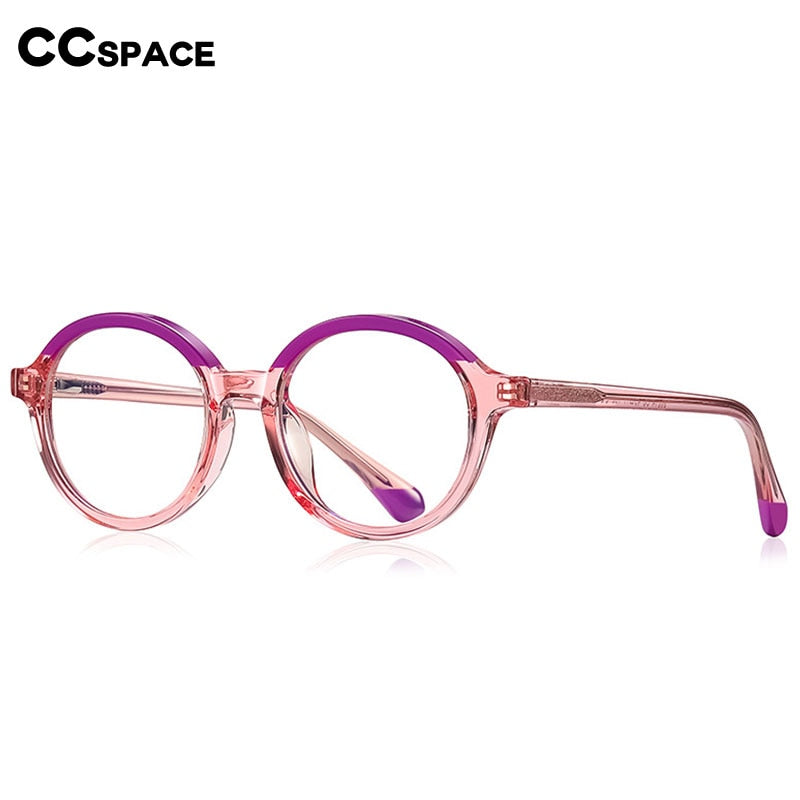 CCSpace Youth Girl's Full Rim Round Tr 90 Titanium Frame Eyeglasses 54547 Full Rim CCspace   