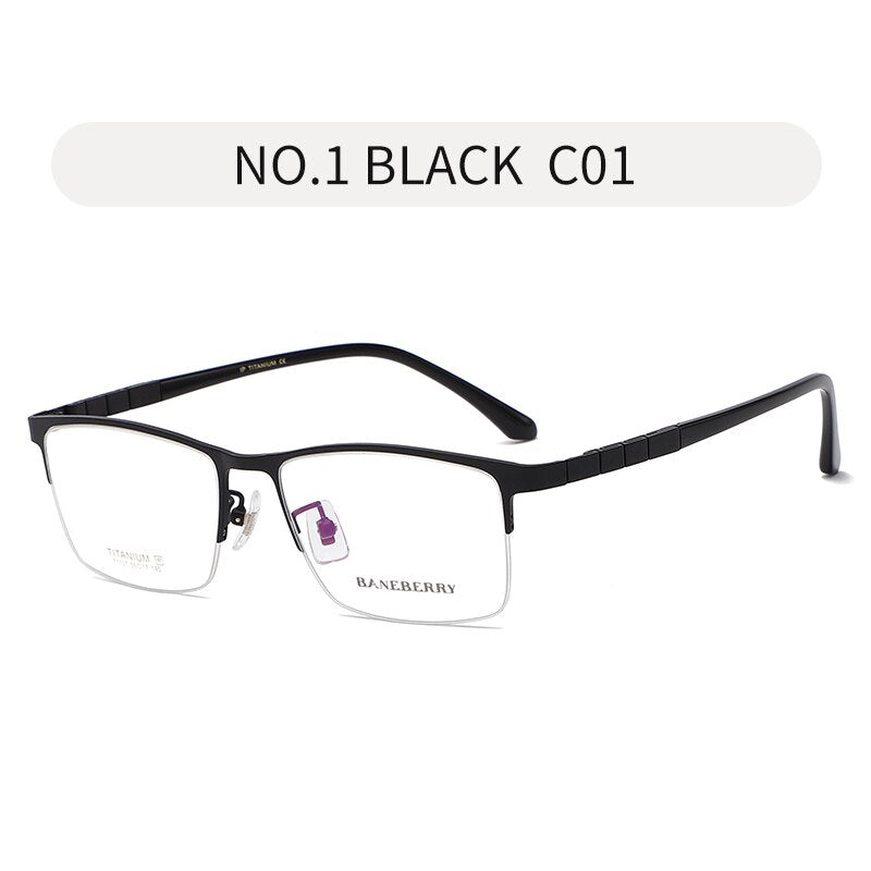 Reven Jate Unisex Semi Rim Square Titanium Frame Eyeglasses  71137 Semi Rim Reven Jate black  
