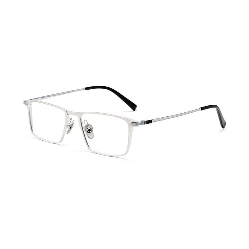 Gmei Men's Full Rim Square Titanium Eyeglasses L5077M Full Rim Gmei Optical Silver  