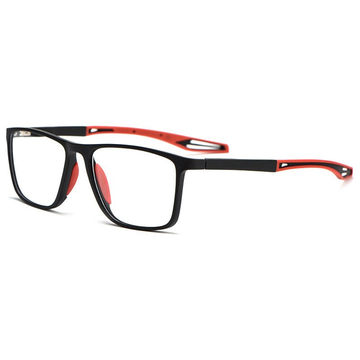 Yimaruili Unisex Full Rim Square Tr 90 Sports Eyeglasses TR1019R Sport Eyewear Yimaruili Eyeglasses Black Red  