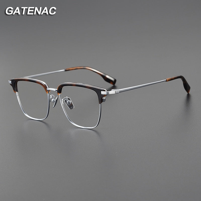 Gatenac Men's Full Rim Big Square Titanium Eyeglasses Gxyj1079 Full Rim Gatenac   