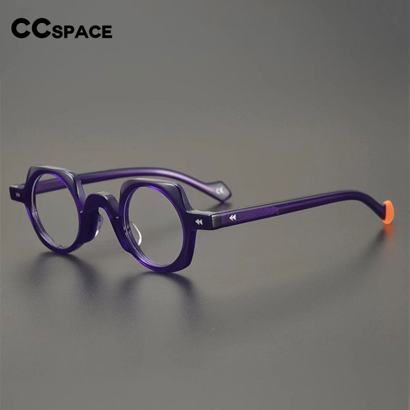 CCSpace Unisex Full Rim Flat Top Round Acetate Eyeglasses 55791 Full Rim CCspace   