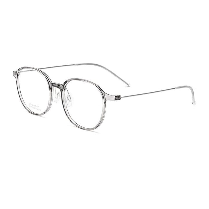 KatKani Unisex Full Rim Round Square Tr 90 Titanium Eyeglasses 5821n Full Rim KatKani Eyeglasses Transparent Gray  