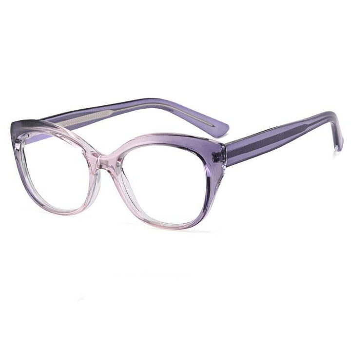 CCSpace Women's Full Rim Square Cat Eye Tr 90 Stainless Steel Eyeglasses 53149 Full Rim CCspace China Purple 