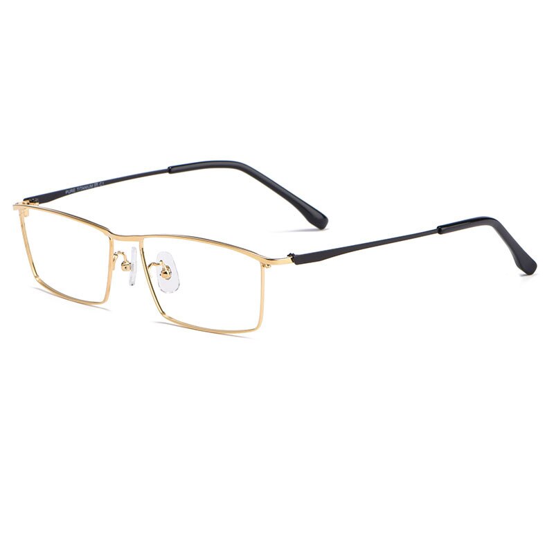 Hotochki Men's Full Rim Rectangle Titanium Alloy Frame Eyeglasses J85517 Full Rim Hotochki Gold  