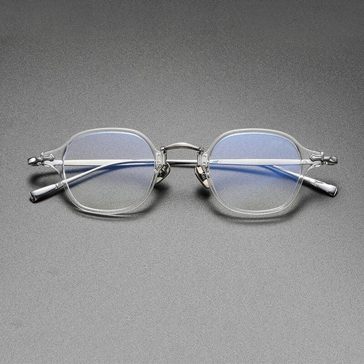 Gatenac Unisex Full Rim Square Acetate Titanium Eyeglasses Gxyj974 Full Rim Gatenac Transparent  