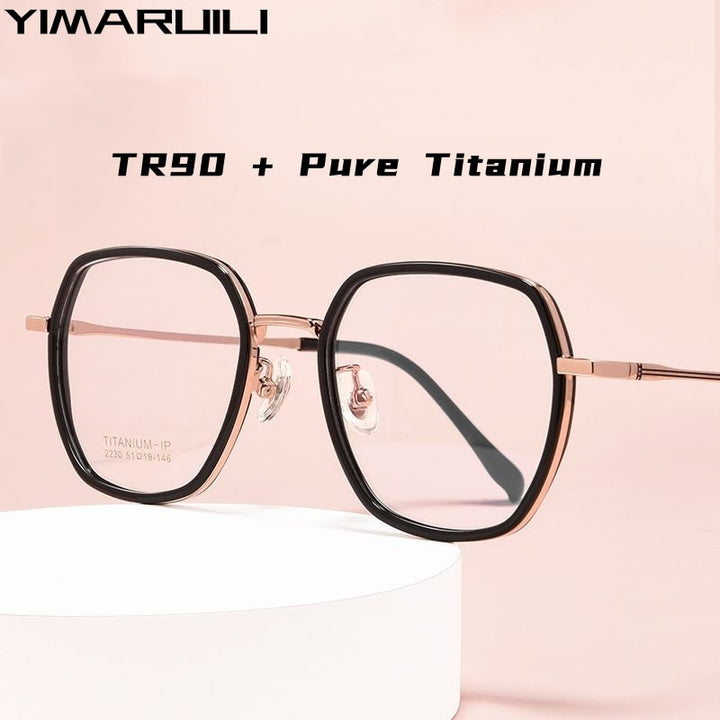 Yimaruili Unisex Full Rim Polygonal TR 90 Titanium Eyeglasses H2230h Full Rim Yimaruili Eyeglasses   