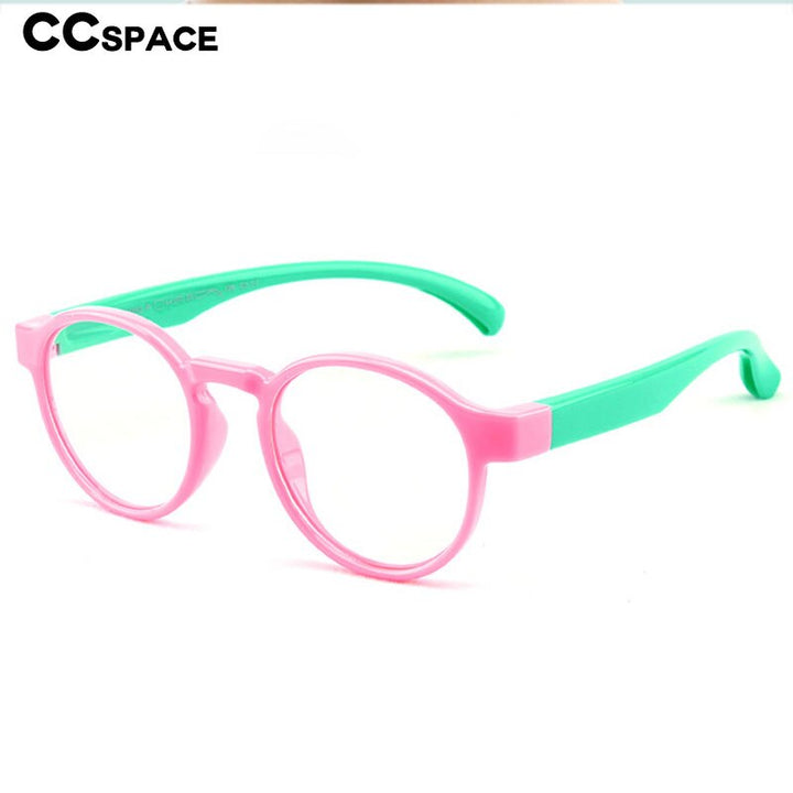 CCSpace Youth Unisex Full Rim Round Silicone Titanium Eyeglasses 55247 Full Rim CCspace   
