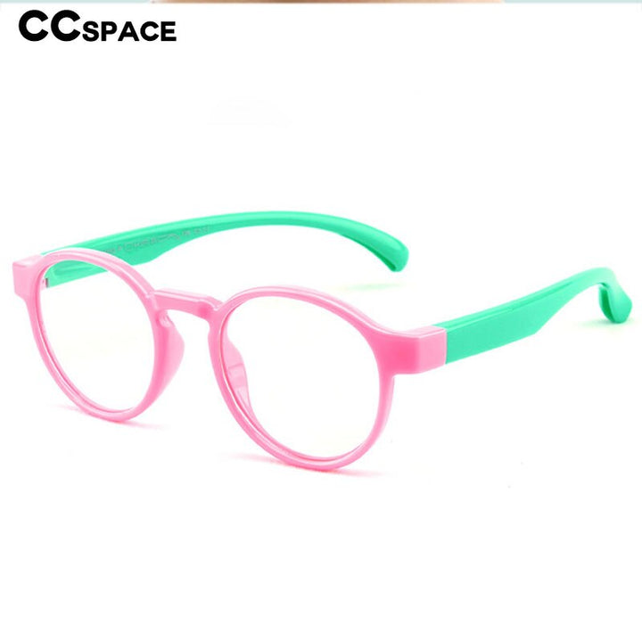 CCspace Youth Unisex Full Rim Round Silicone Titanium Eyeglasses 55247 Full Rim CCspace   