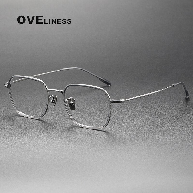 Oveliness Unisex Full Rim Square Acetate Titanium Eyeglasses 8508 Full Rim Oveliness grey gun  