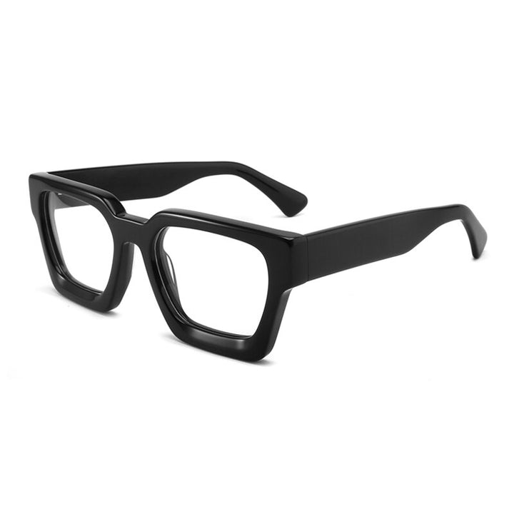 Gatenac Unisex Full Rim Large Square Acetate Eyeglasses Gxyj885 Full Rim Gatenac Black  