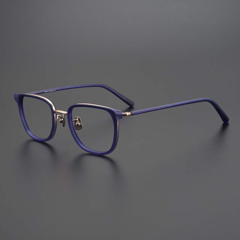 Gatenac Unisex Full Rim Square Acetate Titanium Eyeglasses Gxyj995 Full Rim Gatenac Blue  