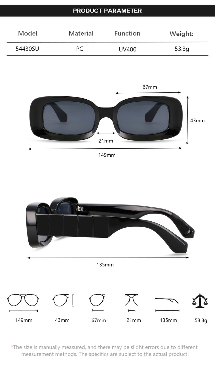 CCSpace Unisex Full Rim Rectangle Resin Frame Punk Sunglasses 54430 Sunglasses CCspace Sunglasses   