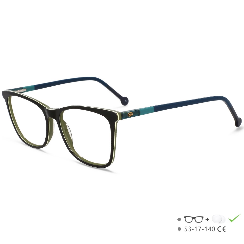 CCSpace Unisex Full Rim Square Acetate Eyeglasses 55565 Full Rim CCspace Green China 