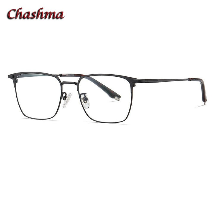 Chashma Ochki Men's Full Rim Square Acetate Titanium Eyeglasses 908 Full Rim Chashma Ochki Black  
