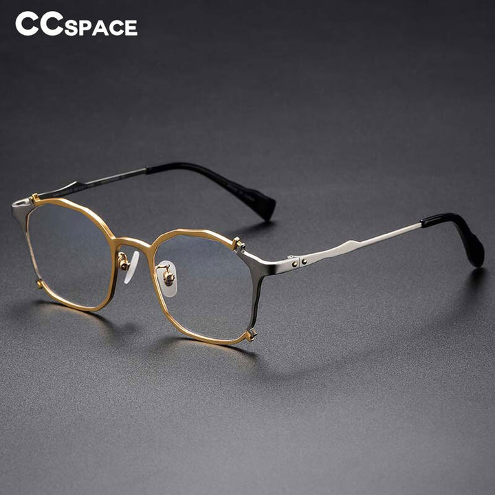 CCSpace Unisex Full Rim Irregular Square Titanium Rivet Eyeglasses 54535 Full Rim CCspace   