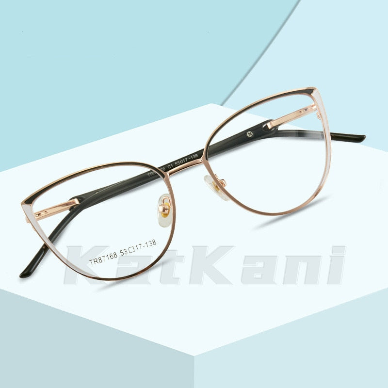 KatKani Women's Full Rim Memory TR 90 Resin Cat Eye Frame Eyeglasses Tr7168 Full Rim KatKani Eyeglasses   