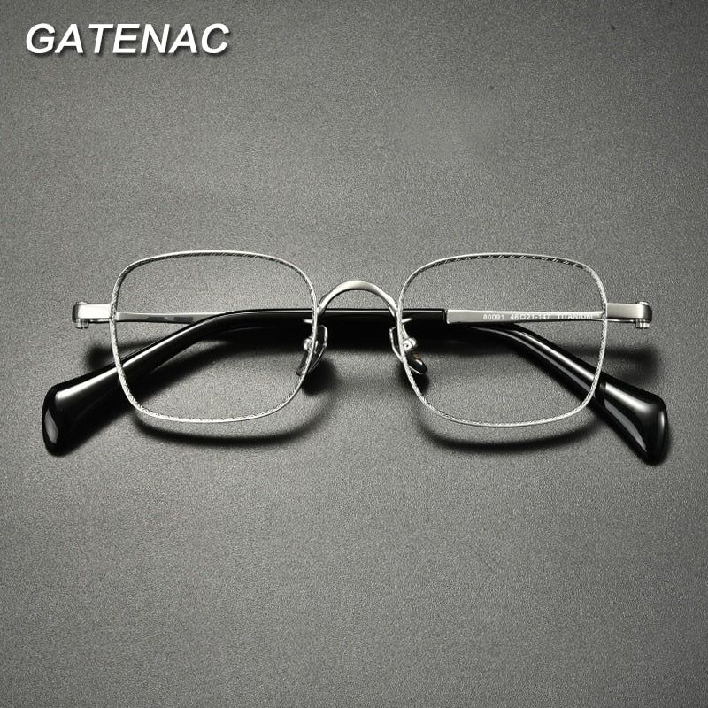Gatenac Unisex Full Rim Irregular Square Titanium Eyeglasses Gxyj935 Full Rim Gatenac   