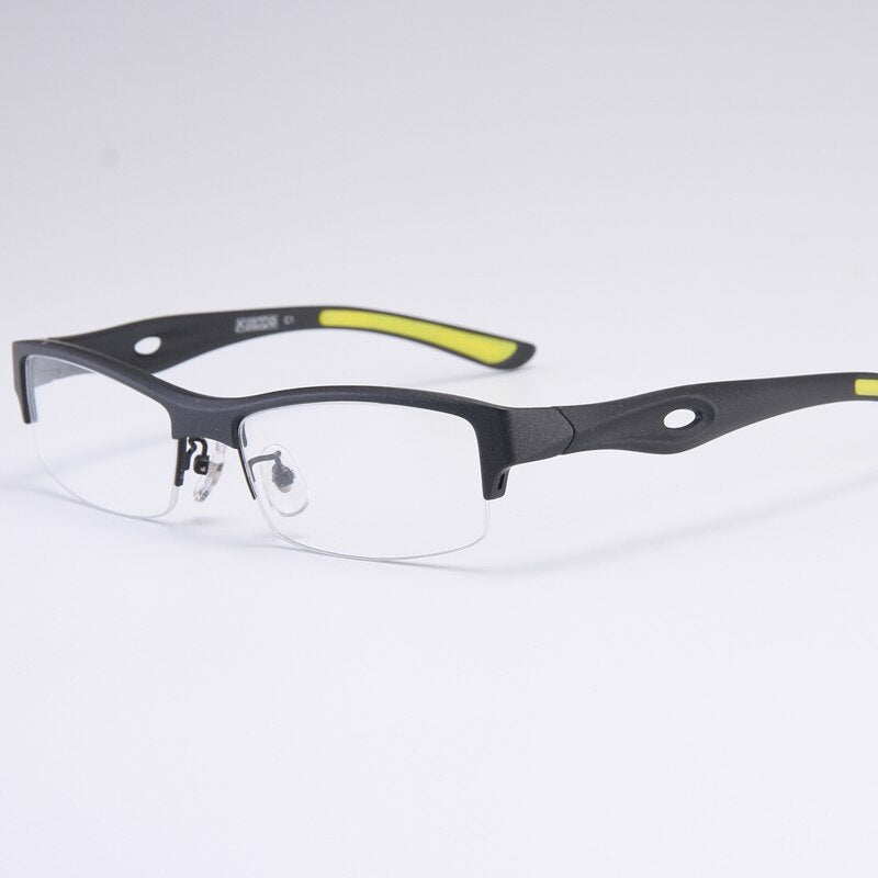 Bclear Men's Semi Rim Rectangle Tr 90 Sport Eyeglasses My1077 Semi Rim Bclear Black yellow  