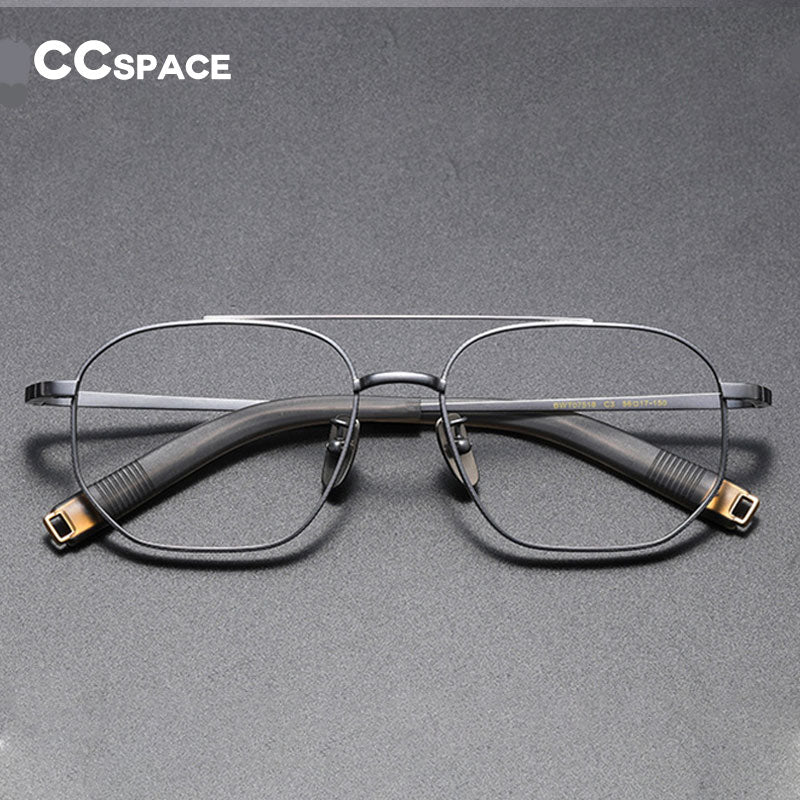 CCSpace Unisex Full Rim Square Double Bridge Titanium Eyeglasses 55036 Full Rim CCspace   