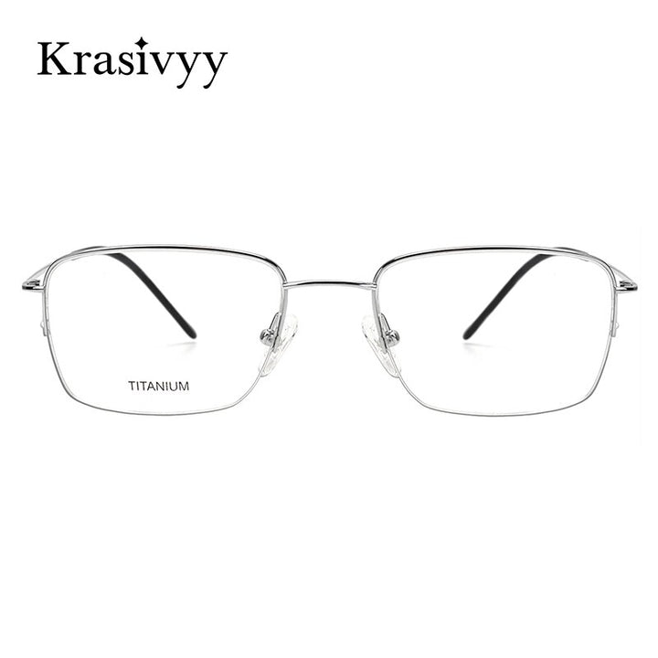 Krasivyy Men's Semi Rim Square Titanium Eyeglasses Kr16049 Semi Rim Krasivyy   