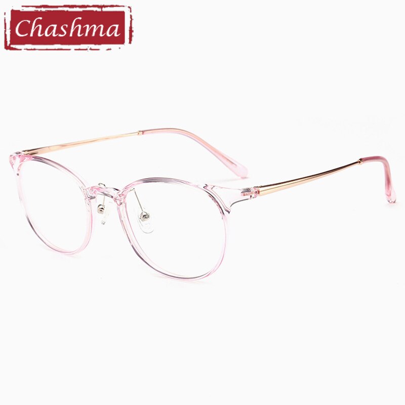 Chashma Unisex TR 90 Titanium Round Full Rim Frame Eyeglasses 90039 Full Rim Chashma Transparent Pink  