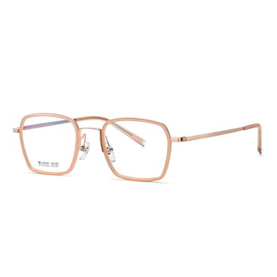 Ralferty Unisex Full Rim Square Acetate Titanium Eyeglasses D2321t Full Rim Ralferty C4 Gold Pink China 