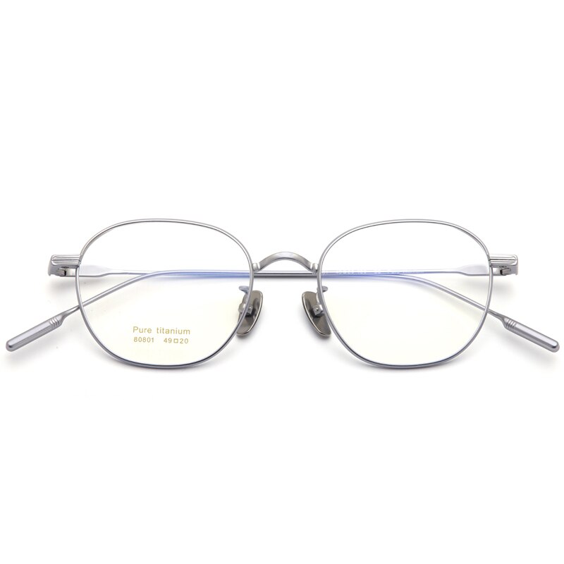 Muzz Unisex Full Rim Square Titanium Frame EyeglassesM80801 Full Rim Muzz Silver  