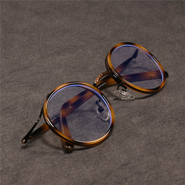 Cubojue Unisex Full Rim Small Round Tr 90 Titanium Hyperopic Reading Glasses S22105 Reading Glasses Cubojue 0 amber 