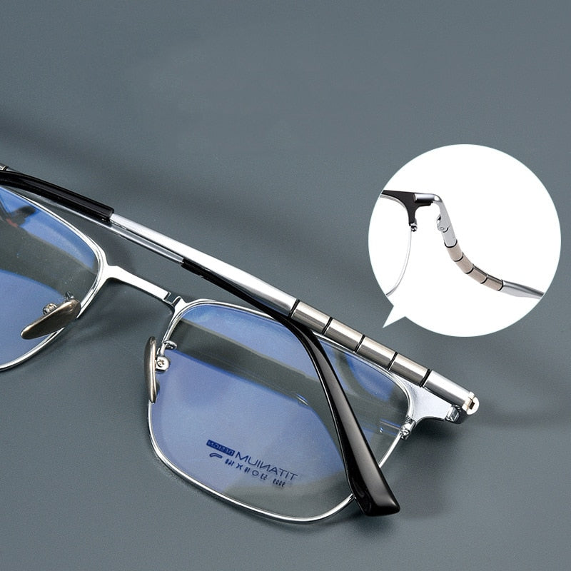 Zirosat Men's Full Rim Square Titanium Eyeglasses 9009T Full Rim Zirosat   