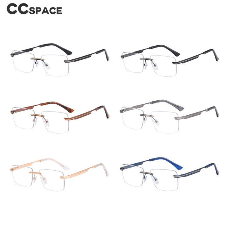 CCspace Unisex Rimless Square Alloy Eyeglasses 55384 Rimless CCspace   