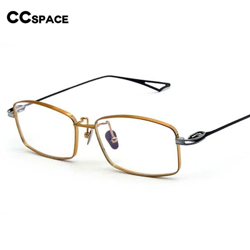 CCspace Men's Full Rim Rectangle Titanium Eyeglasses 55228 Full Rim CCspace   