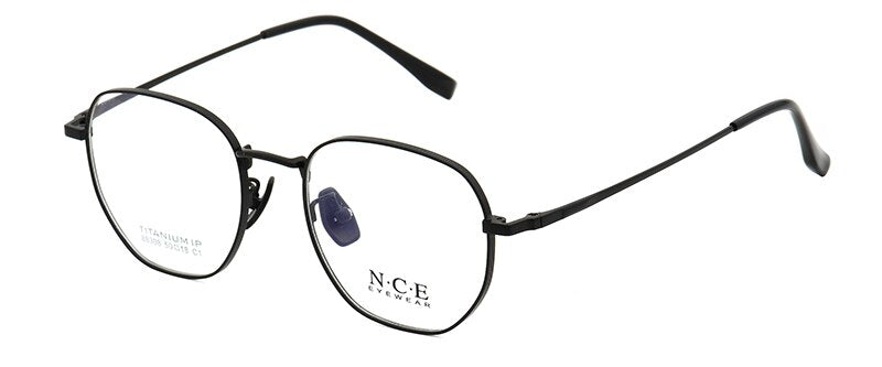 Bclear Unisex Eyeglasses Polygon Full Rim Titanium Sc88308 Full Rim Bclear black  