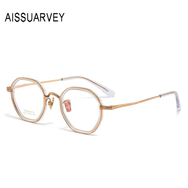 Aissuarvey Unisex Full Rim Round Acetate Titanium Eyeglasses 4623145b Full Rim Aissuarvey Eyeglasses   