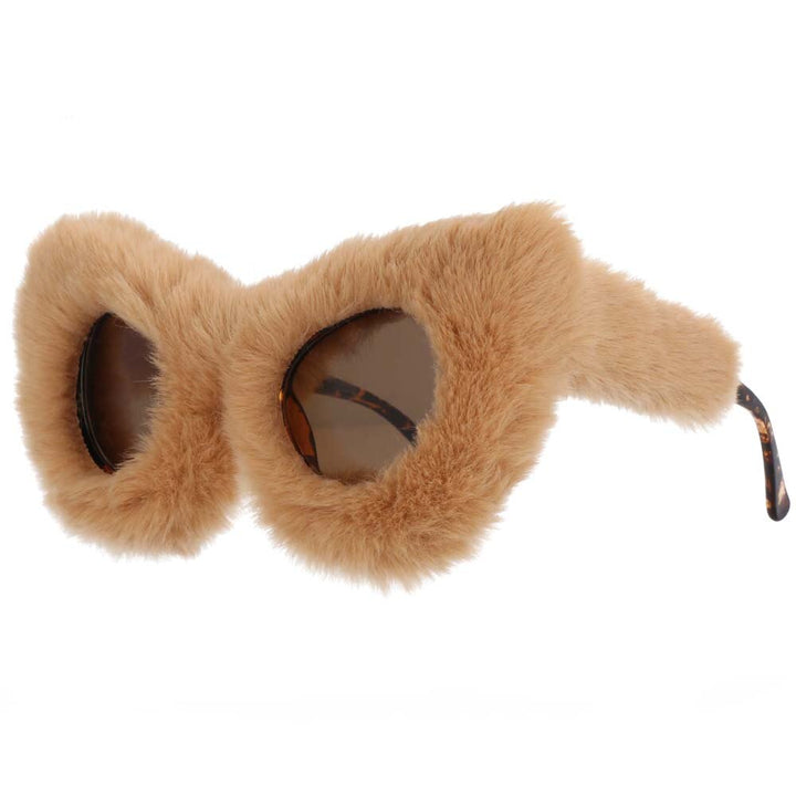 CCSpace Women's Full Rim Velvet/Resin Handcrafted Cat Eye Frame Sunglasses 54190 Sunglasses CCspace Sunglasses brown  
