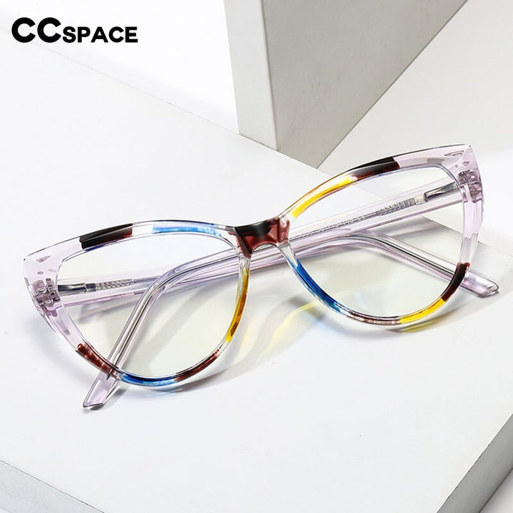 CCSpace Women's Full Rim Square Cat Eye Tr 90 Titanium Eyeglasses 54719 Full Rim CCspace   